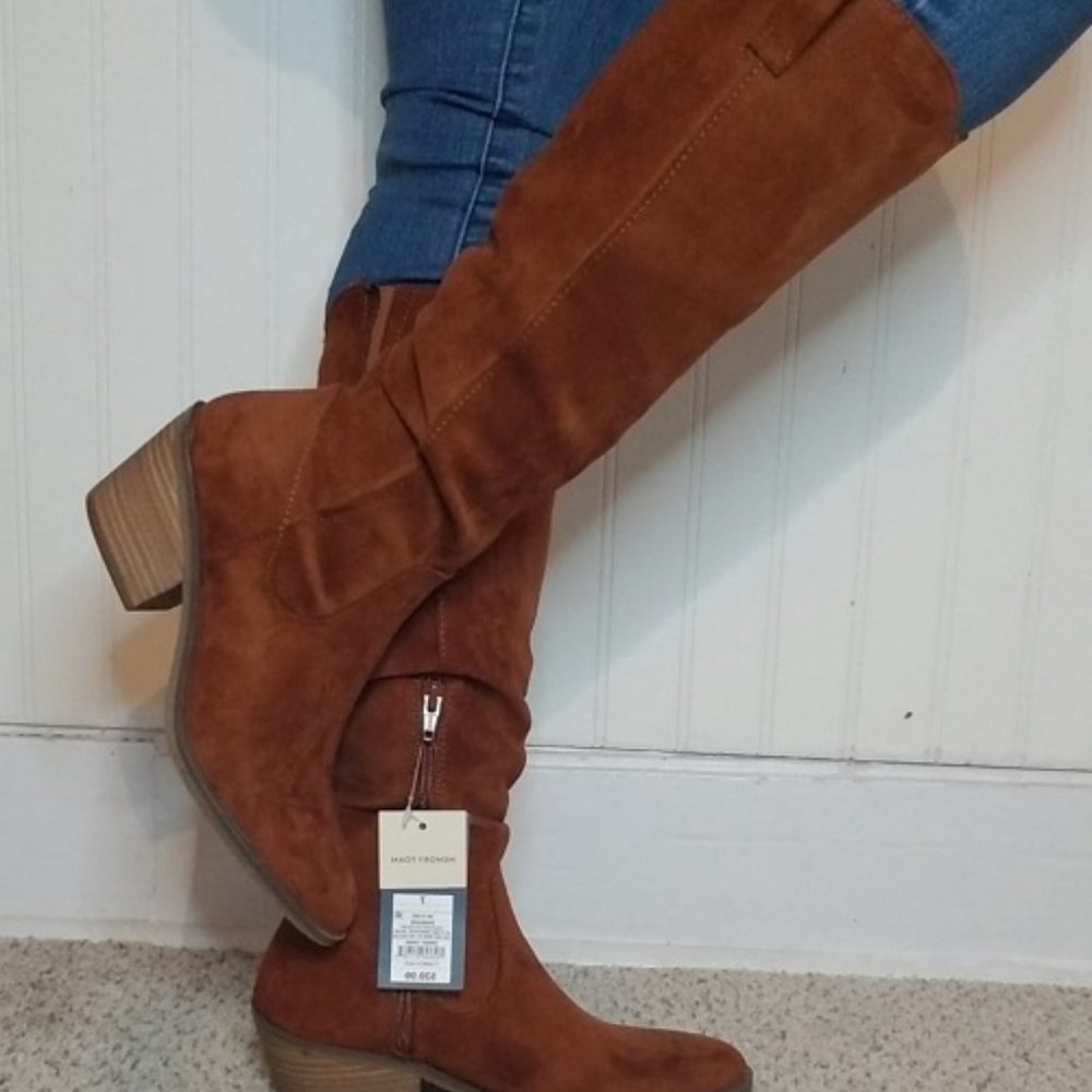 Women's Lainee Heeled Scrunch Fashion Boots Universal Thread brown/barb - Picture 14 of 16